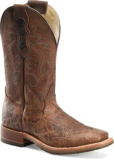 Pre-owned Double-h Boots Men's 12” Bregman Wide Square Toe Pick-pocket Ice™ Roper Western In Brown