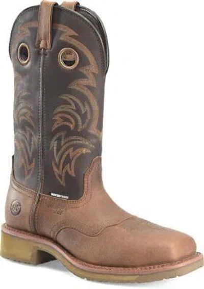 Pre-owned Double-h Boots Men's 13” Farson Composite Toe Waterproof Stockman Work Boot In Brown