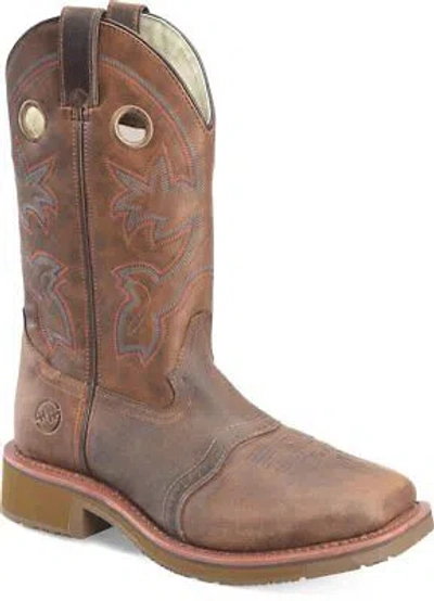 Pre-owned Double-h Boots Men's Antonio 13" Wide Square Toe Roper Non-metallic Soft Toe Wor In Light Brow