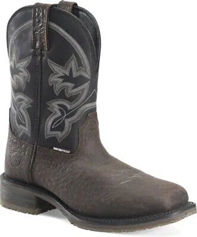 Pre-owned Double-h Boots Men's Men's 10” Ronan Composite Toe Waterproof Ice™ Stockman In Brown