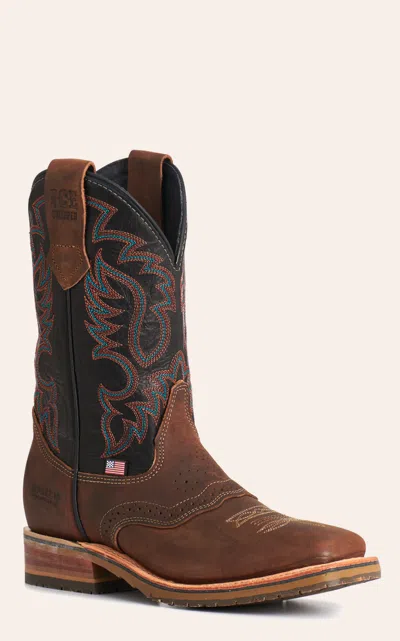 Double H Men's Dark Brown & Black Square Toe Cowboy Boots