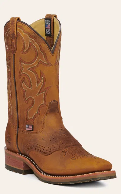 Double H Men's Ice Collection Old Town Folklore Brown Wide Square Toe Cowboy Boots