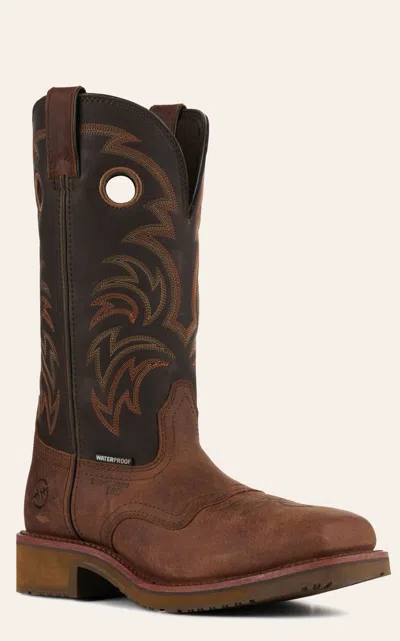 Double H Men's Tan And Chocolate Brown Waterproof Wide Square Composite Toe Work Boots