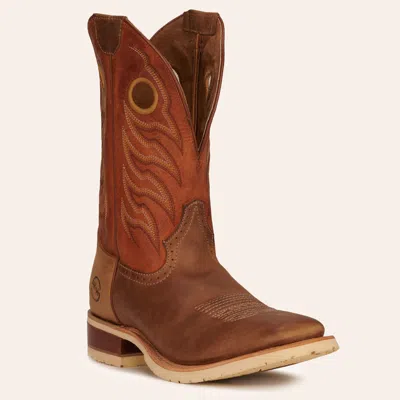 Double H Men's Thatcher Ice Sand & Rust Wide Square Toe Stockman Cowboy Boots In Brown