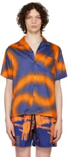 Double Rainbouu Orange & Blue Printed Shirt In Amnesia Blue