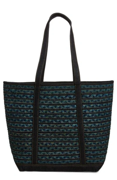 Double Rl Banks Braided Cotton Beach Tote In Navy Multi