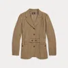 Double Rl Belted Tweed Jacket In Vintage Brown