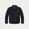 Double Rl Birdseye Jacquard Wool Workshirt Sweater In Navy