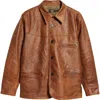 Double Rl Bradley Leather Car Coat In Vintage Tan