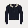 Double Rl Cable-knit Pointelle Cardigan In Dark Navy