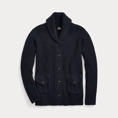Double Rl Cashmere Shawl Collar Cardigan In Navy