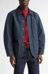 Double Rl Check Jacquard Japanese Denim Engineer Coat In Navy Multi
