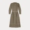 Double Rl Checked Cotton Dobby Dress In Tan/worn Black