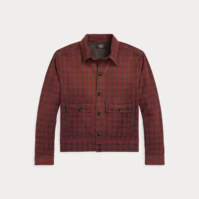 Double Rl Checked Woven Shirt Jacket In Red/black