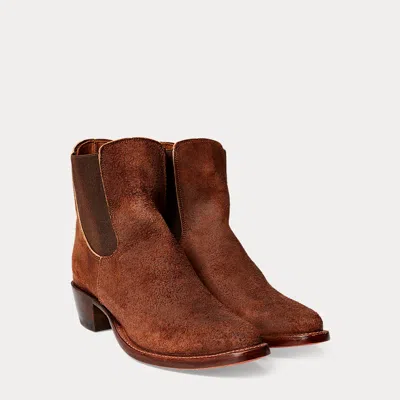 Double Rl Chelsea Plainview Suede Boot In Autumn Gold