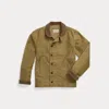 Double Rl Corduroy-collar Cotton Deck Jacket In Khaki Drab