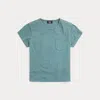 Double Rl Cotton-linen Pocket Tee In Washed Indigo