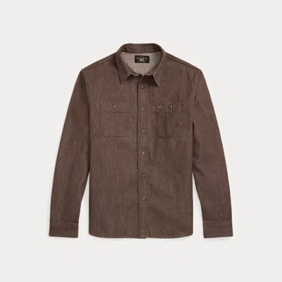 Double Rl Denim Workshirt In Brown