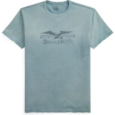 Double Rl Ralph Lauren Distressed Jersey Graphic T-shirt In Blue