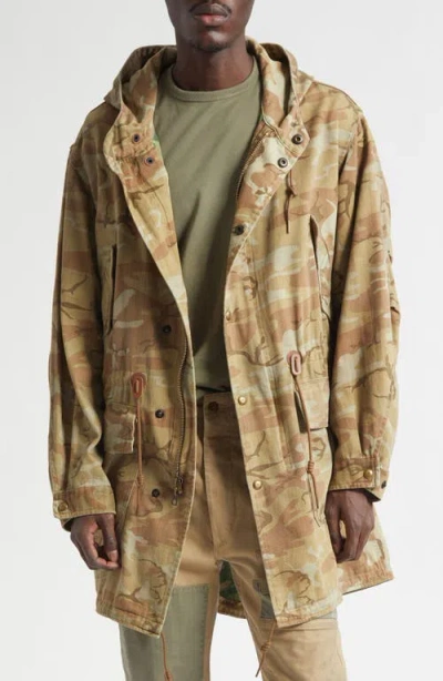 Double Rl Double-sided Camo Twill Parka In Brown