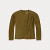 Double Rl Draped Goat-suede Blouse In Acorn Tan