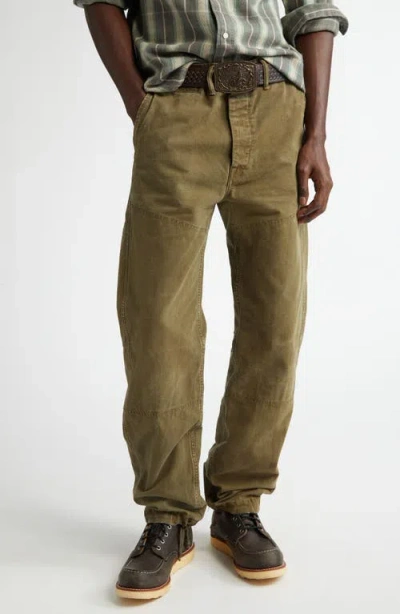 Double Rl Engineer Fit Cotton Canvas Pants In Olive