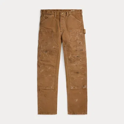 Double Rl Engineer Fit Distressed Carpenter Pant In Khaki