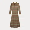 Double Rl Fair Isle Linen-cotton Henley Dress In Tan/multi