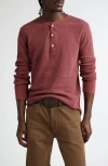 Double Rl Garment-dyed Waffle-knit Henley Shirt In Wine