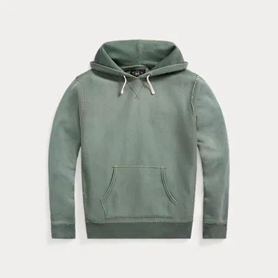 Double Rl Garment-dyed Fleece Hoodie In Collegiate Green