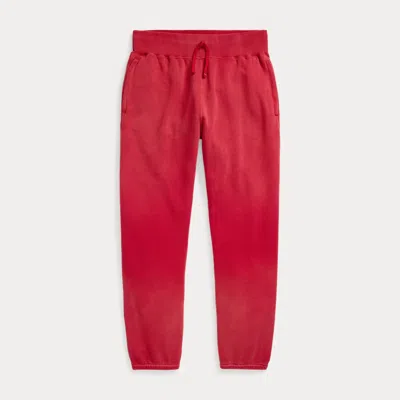 Double Rl Garment-dyed Fleece Sweatpant In Faded Red