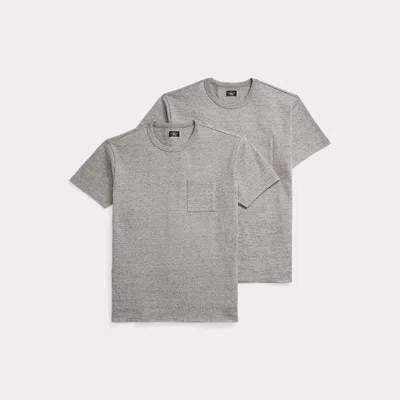 Double Rl Garment-dyed Pocket T-shirt 2-pack In Grey Heather