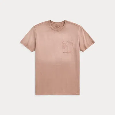 Double Rl Garment-dyed Pocket T-shirt In Desert Rose
