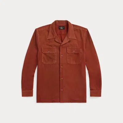 Double Rl Garment-dyed Twill Camp Shirt In Brick