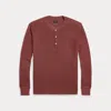 Double Rl Garment-dyed Waffle-knit Henley Shirt In Wine