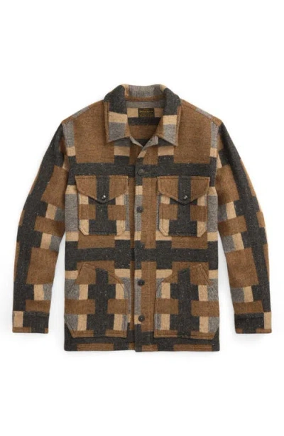 DOUBLE RL DOUBLE RL GEO PATTERN WOOL & COTTON BLEND JACKET