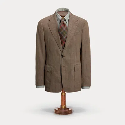 Double Rl Glen Plaid Wool Suit Jacket In Grey/tan/red Multi