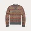 Double Rl Hand-embroidered Fair Isle Sweater In Orange Multi