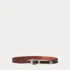 Double Rl Hand-tooled Leather Hat Band In Brown/vintage Silver