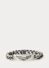 Double Rl Handmade Sterling Silver Id Bracelet In Silver