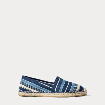 Double Rl Handwoven Jacquard Espadrille In Navy/cream
