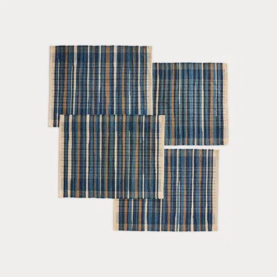 Double Rl Handwoven Jacquard Placemat Set In Blue