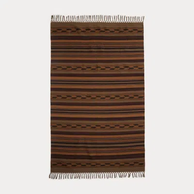 Double Rl Handwoven Jacquard Rug In Brown