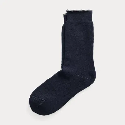 Double Rl Heathered Stretch Cotton-blend Socks In Blue
