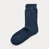 Double Rl Heathered Stretch Cotton-blend Socks In Blue