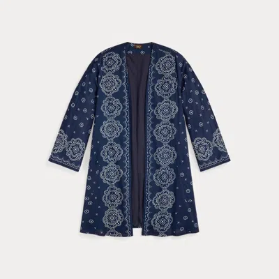 Double Rl Indigo Bandanna-print Voile Duster In Dark Indigo