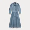 Double Rl Indigo Chambray Dress In Light Indigo