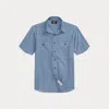 Double Rl Indigo Chambray Workshirt In Indigo