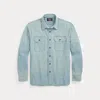 Double Rl Indigo Chambray Workshirt In Medium Wash