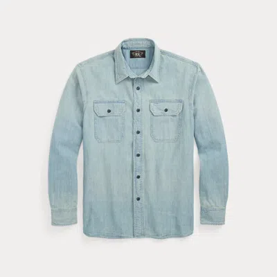 Double Rl Indigo Chambray Workshirt In Medium Wash